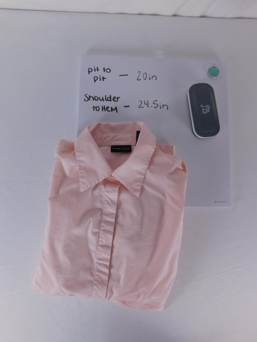 New York & Company Button Up Shirt Womens 12 Pink Collared Long Sleeve Stretch - Picture 9 of 9